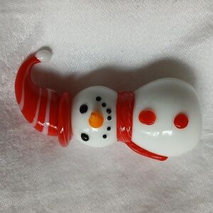 Matashi Crystals Holiday Snowman Murano Glass Figurine 2"